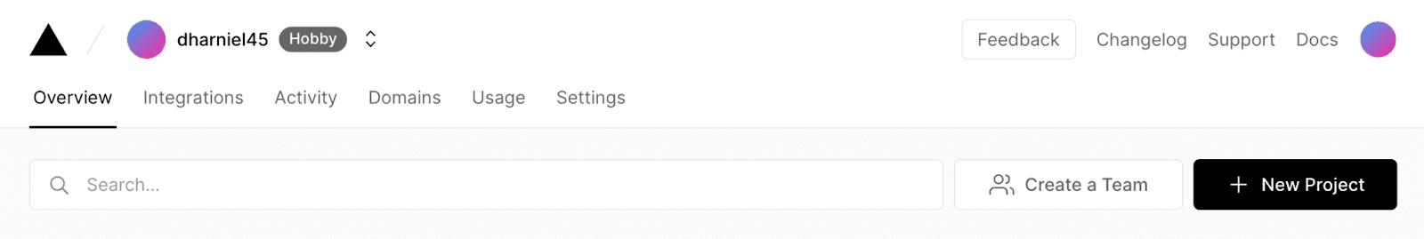 Create a new project in Vercel