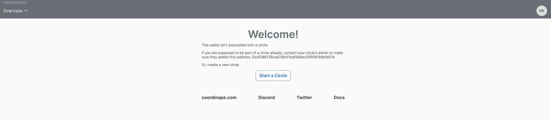 Coordinape DAO Project Management Tool - Welcome Page