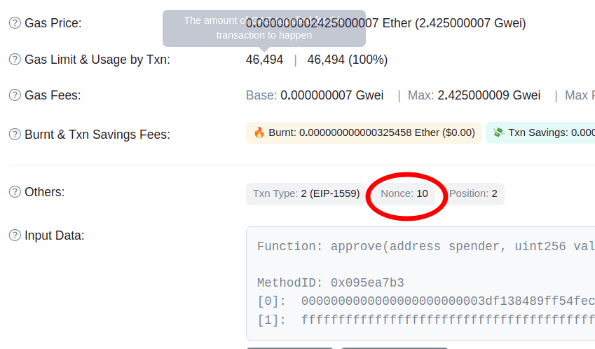 Node validation of Nonce value