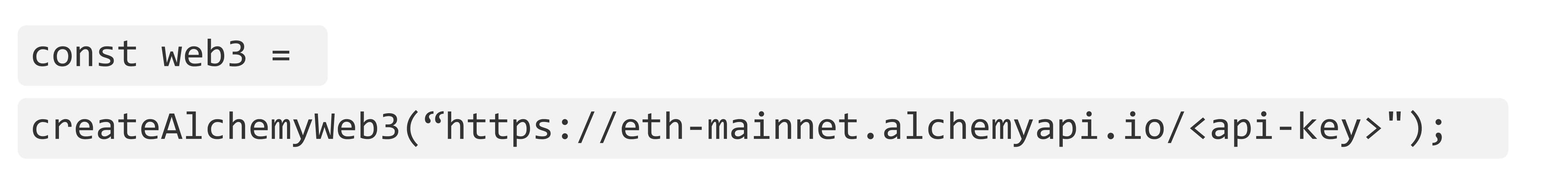 Code snippet connecting to Ethereum with an Alchemy API key