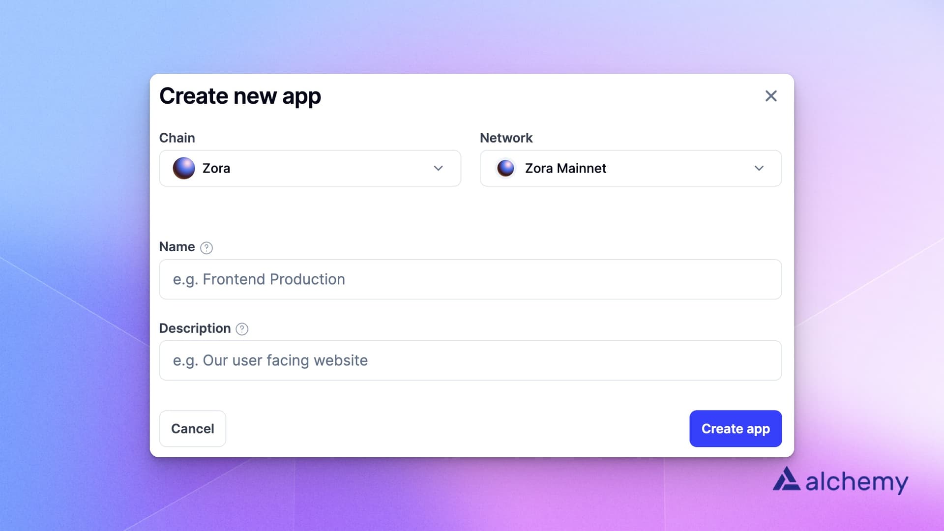 zora app creation pop up modal