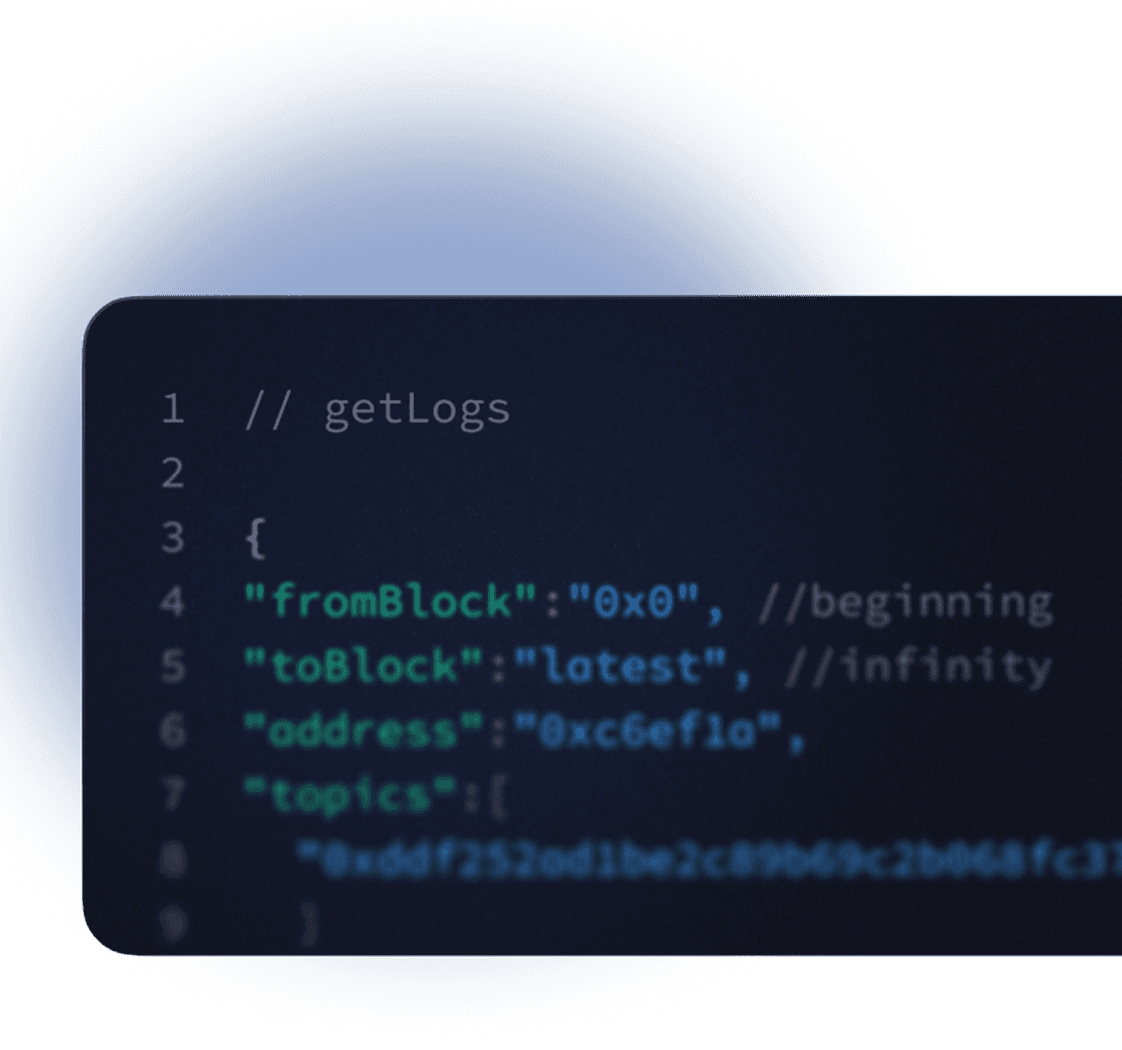 A screenshot of getLogs code