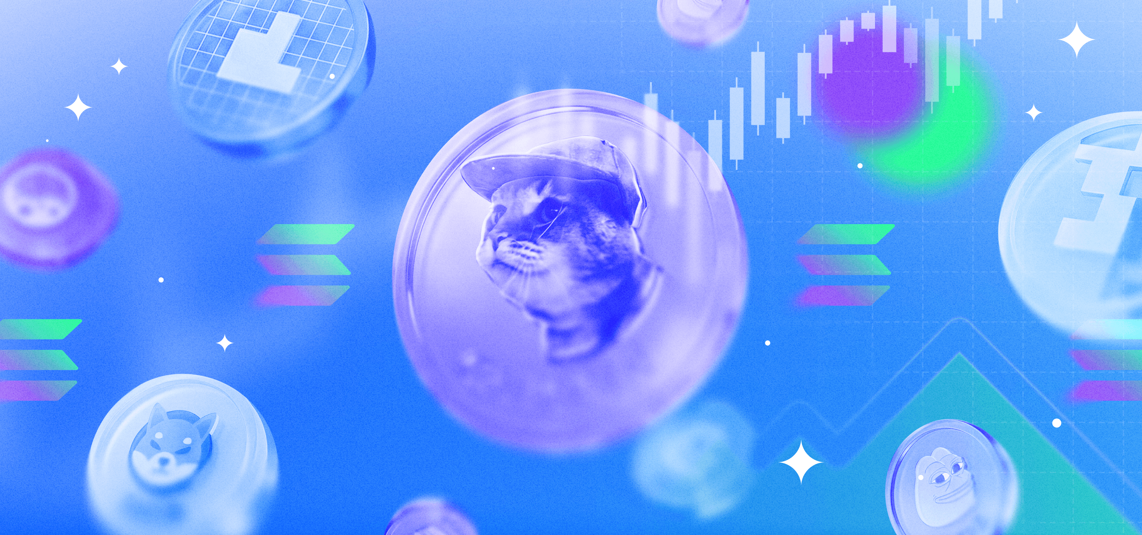 Cat-themed memecoin illustration for a Solana memecoin guide