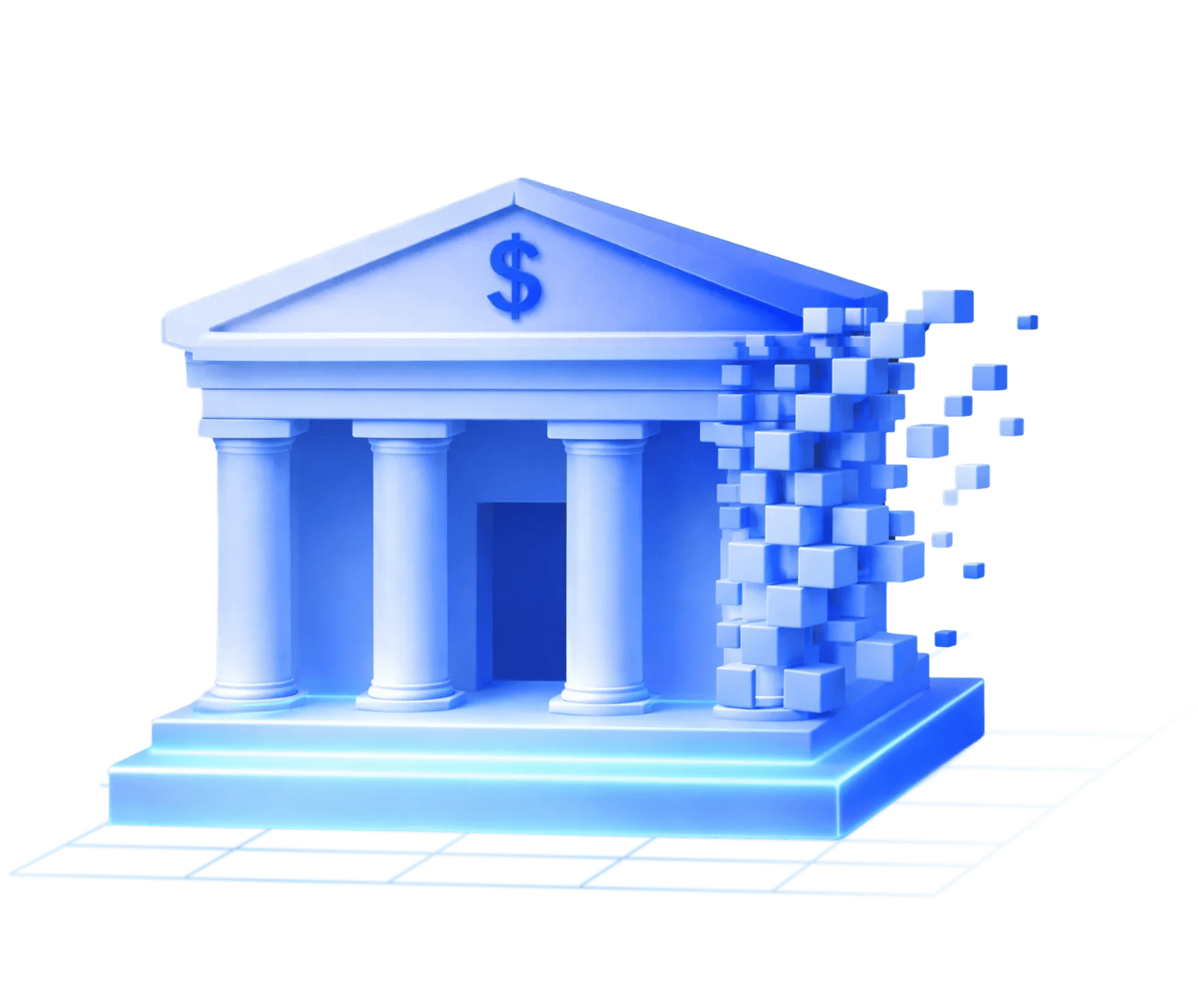 A bank building being digitized