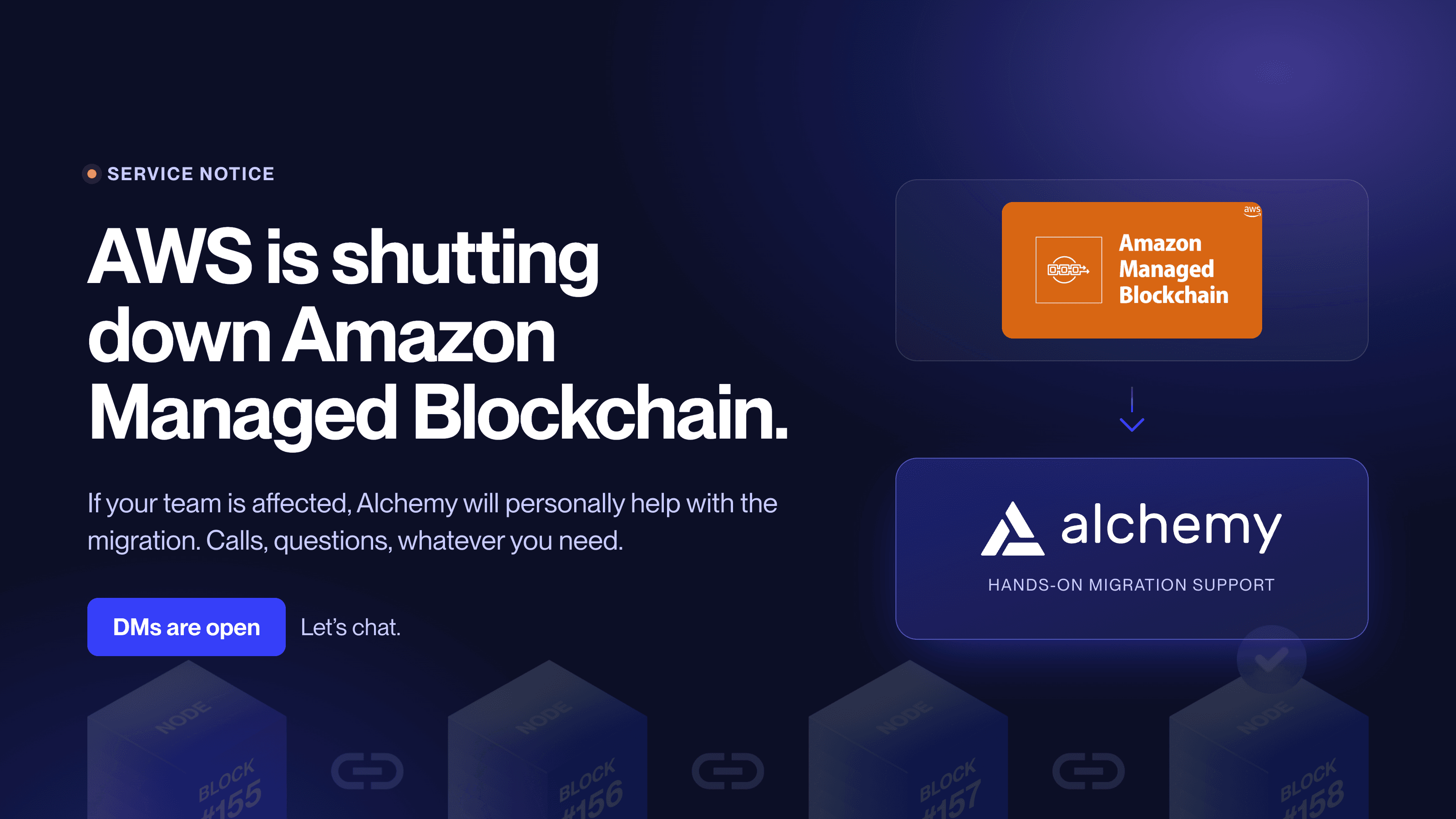 AWS is shutting down Amazon Managed Blockchain, and Alchemy offers hands-on migration support