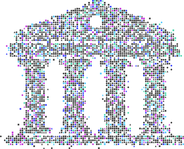 Mosaic bank building illustration