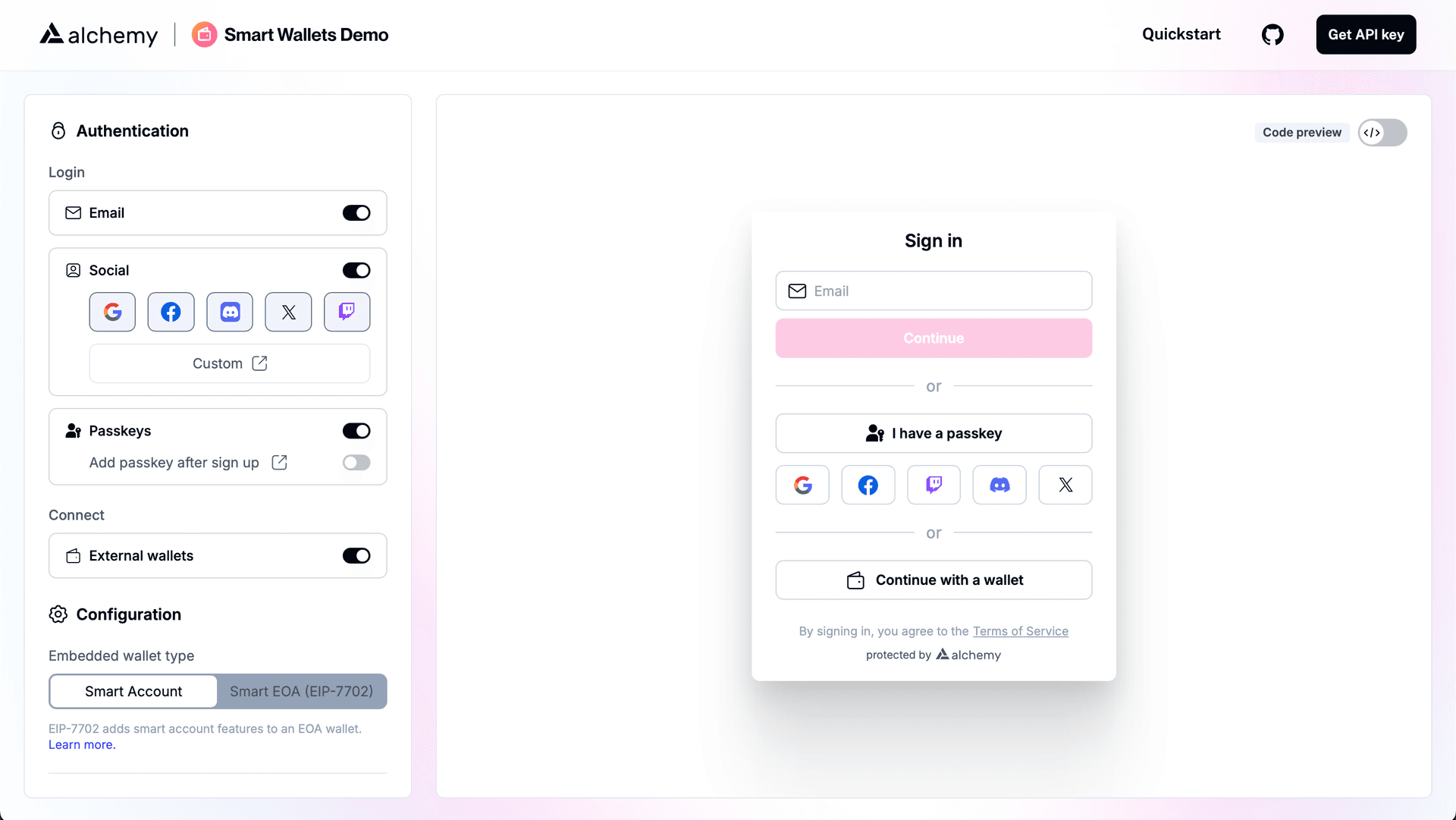 Smart Wallets demo