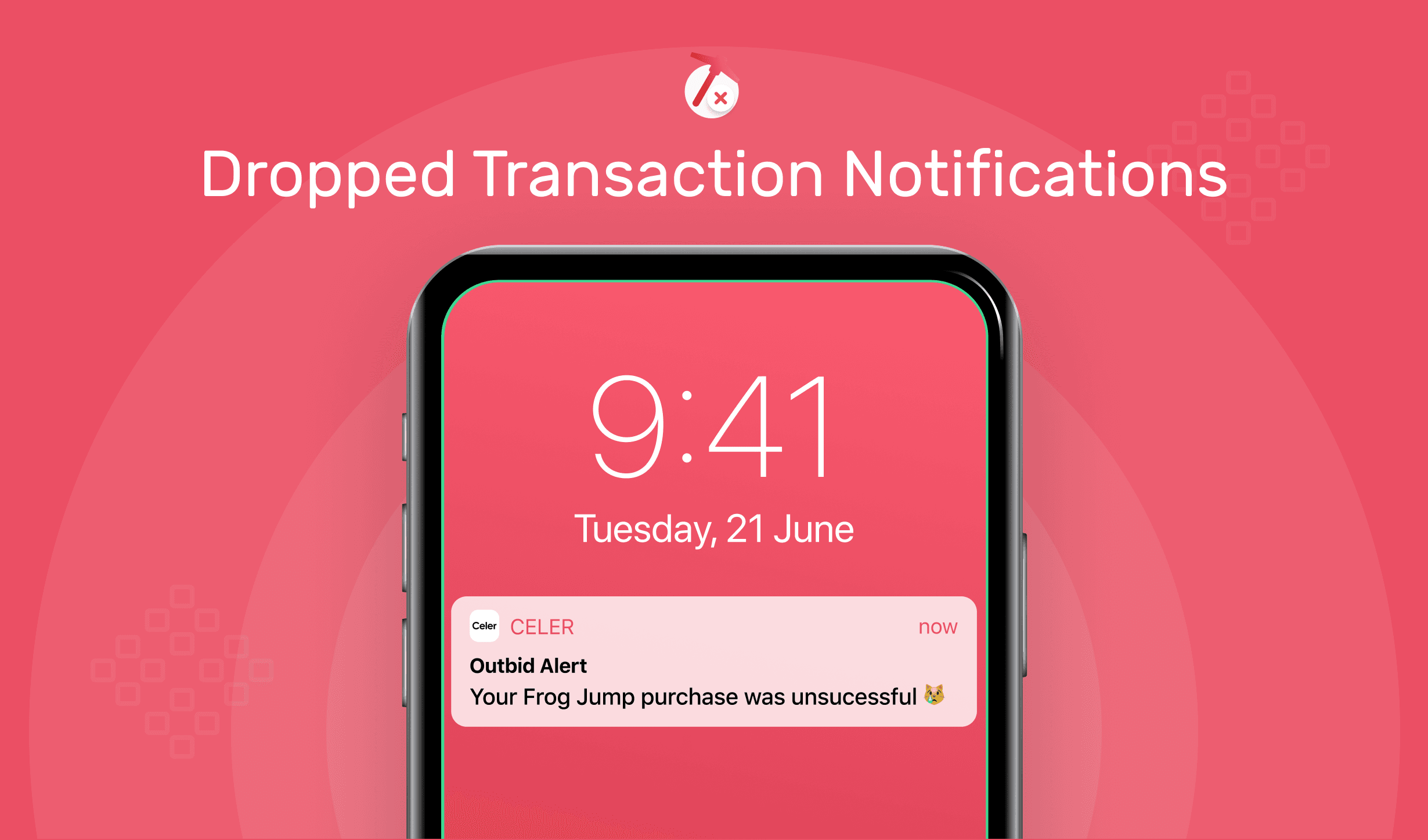 Screenshot of user receiving push notifications for dropped transactions.
