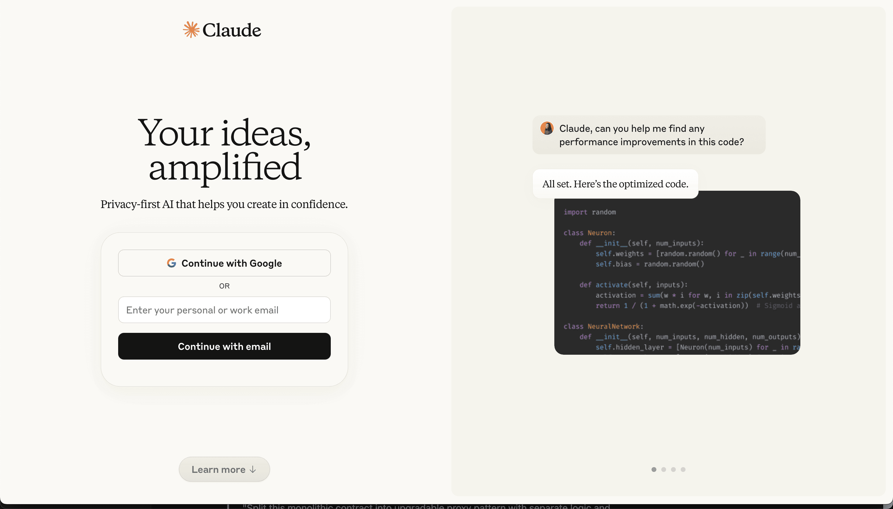 Claude chat interface in the browser