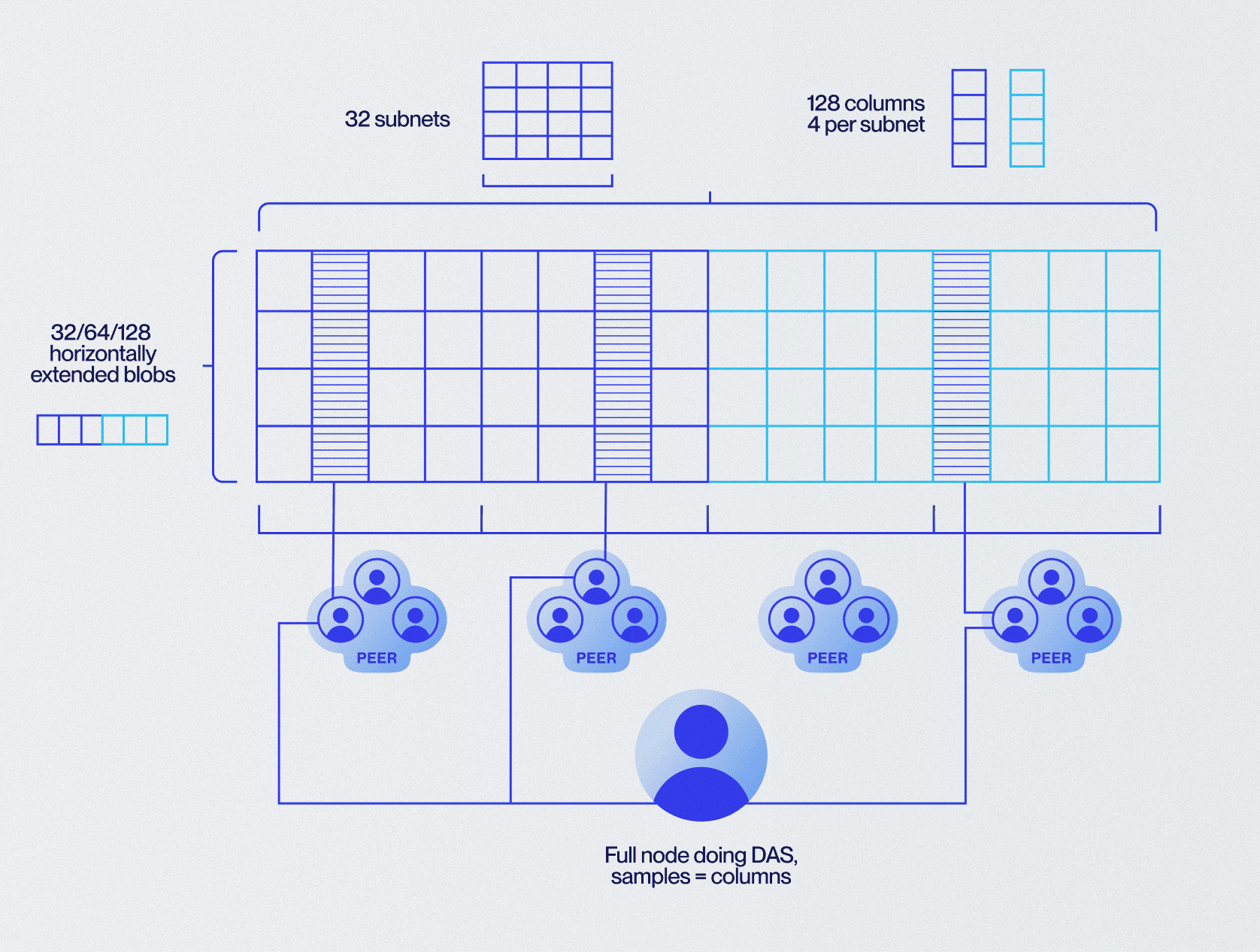 A graph showing a full node doing DAS
