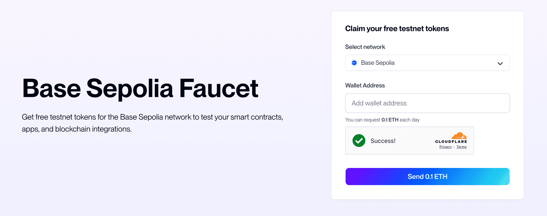 A screenshot of the Base Sepolia faucet