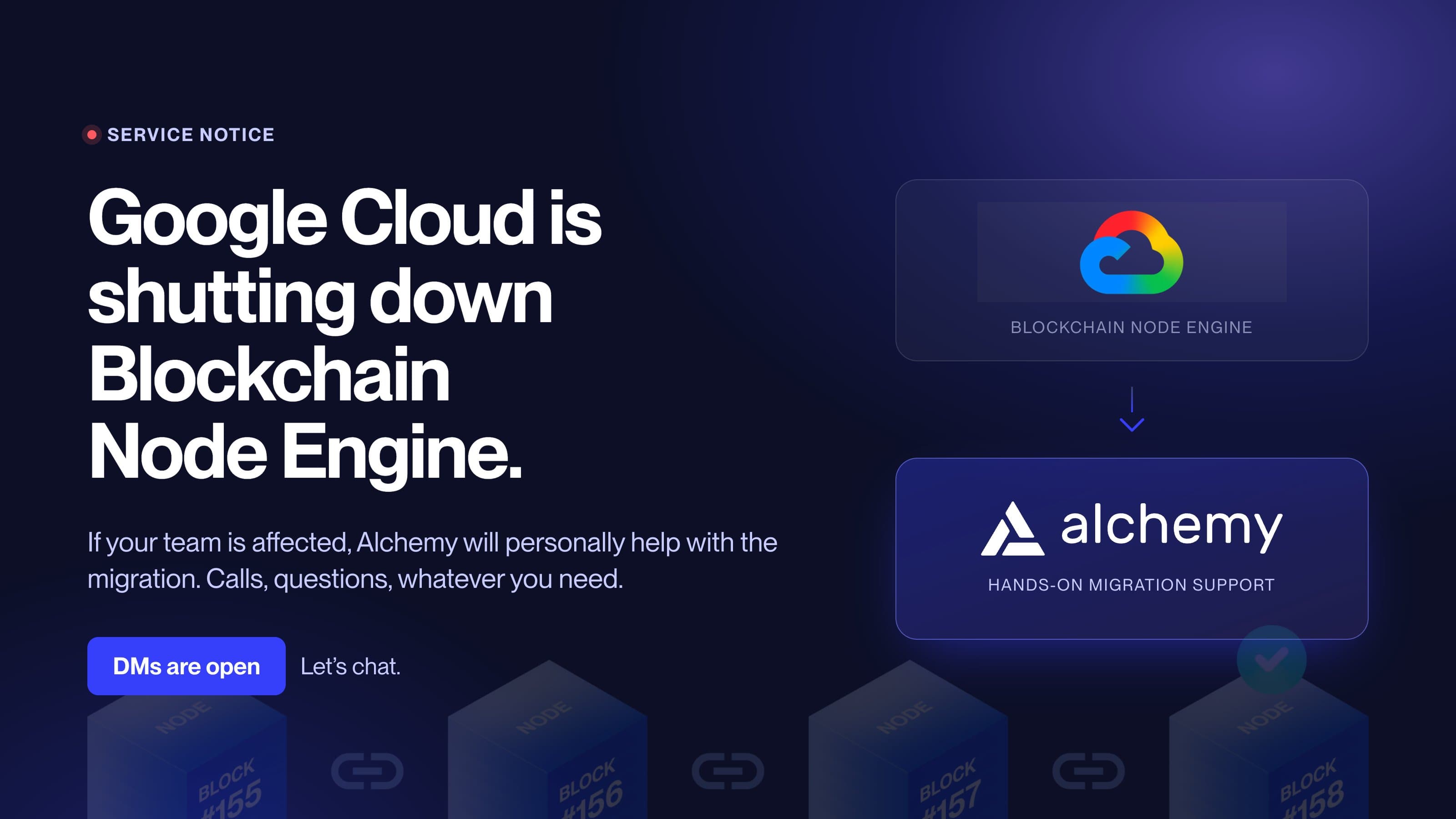 Google Cloud is shutting down Blockchain Node Engine, and Alchemy offers hands-on migration support
