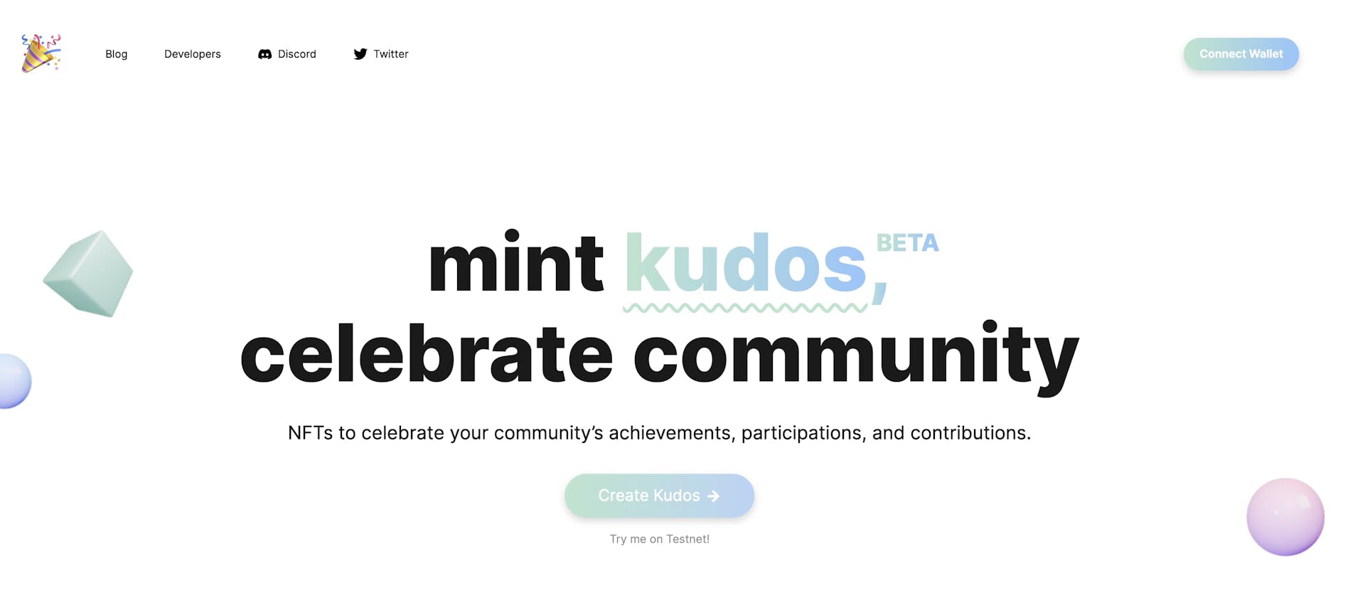 Mint Kudos DAO Achievement Tool - Website Homepage