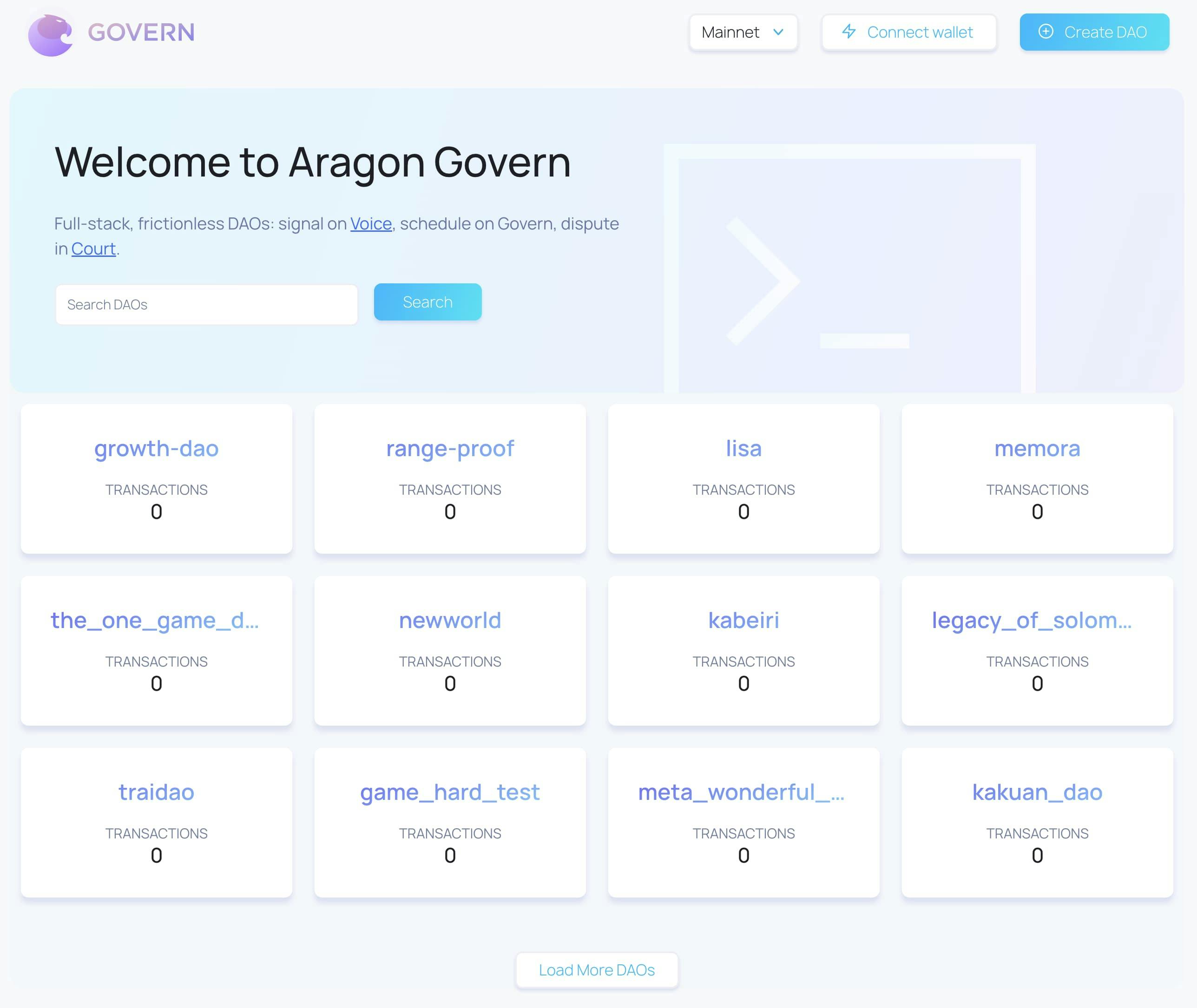 Aragon Govern DAO Creation Tool