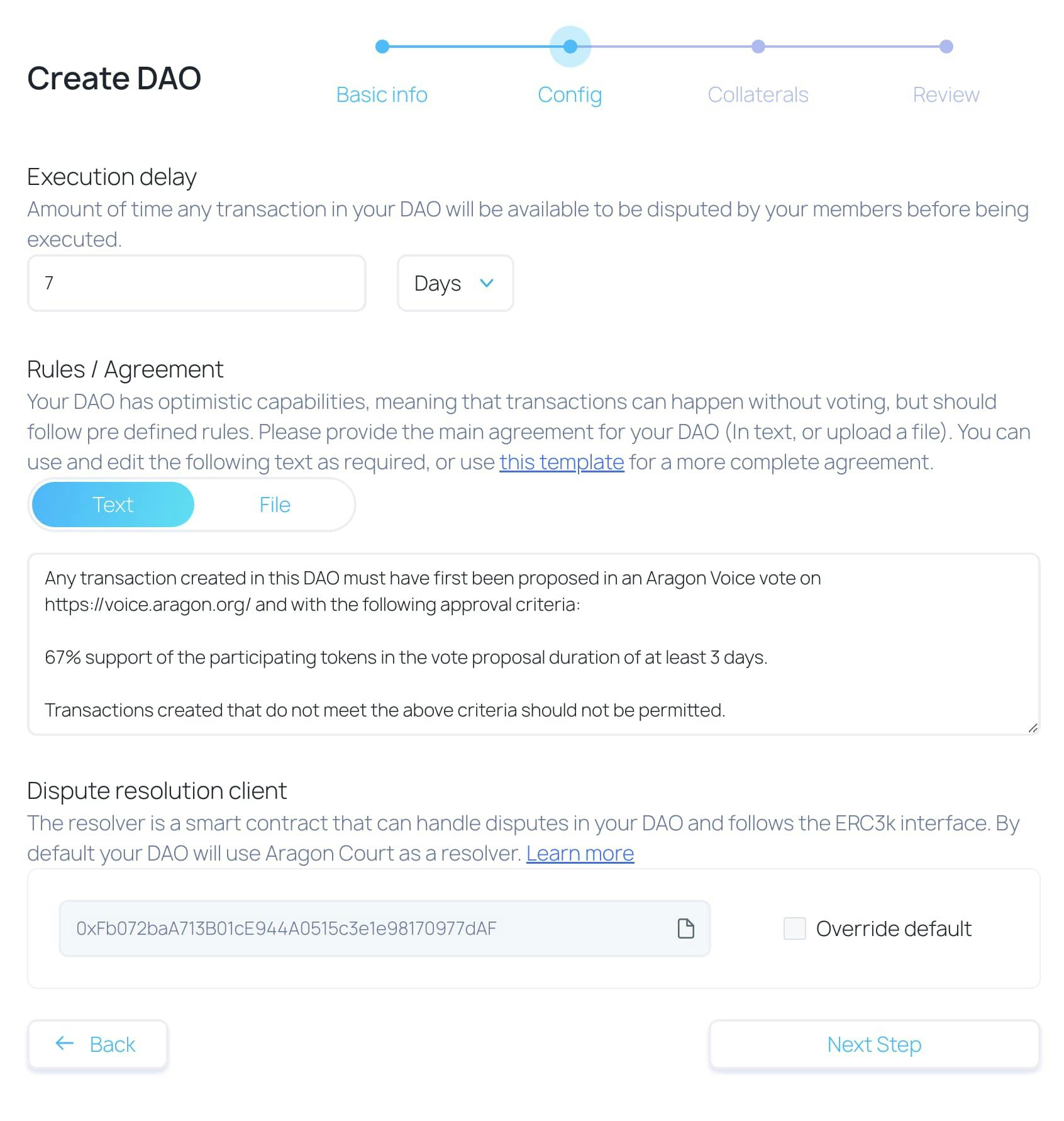 Aragon Govern DAO Creation Tool - How to Configure the DAO