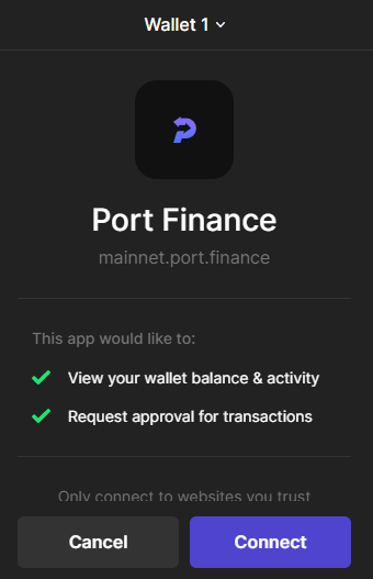Connect Phantom to Port Finance