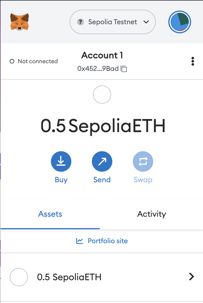 Confirm that you have received sepolia ETH