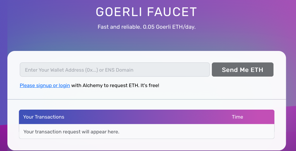 Get free ETH from Goerli Faucet