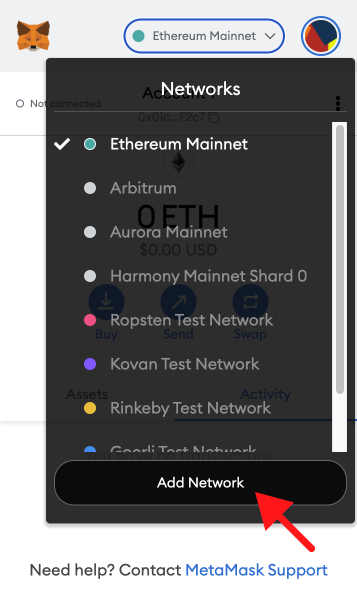 MetaMask interface for adding a new network (Mumbai Test Network).