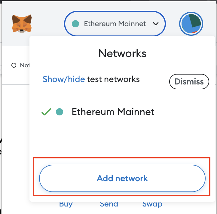 Add a network to Metamask.