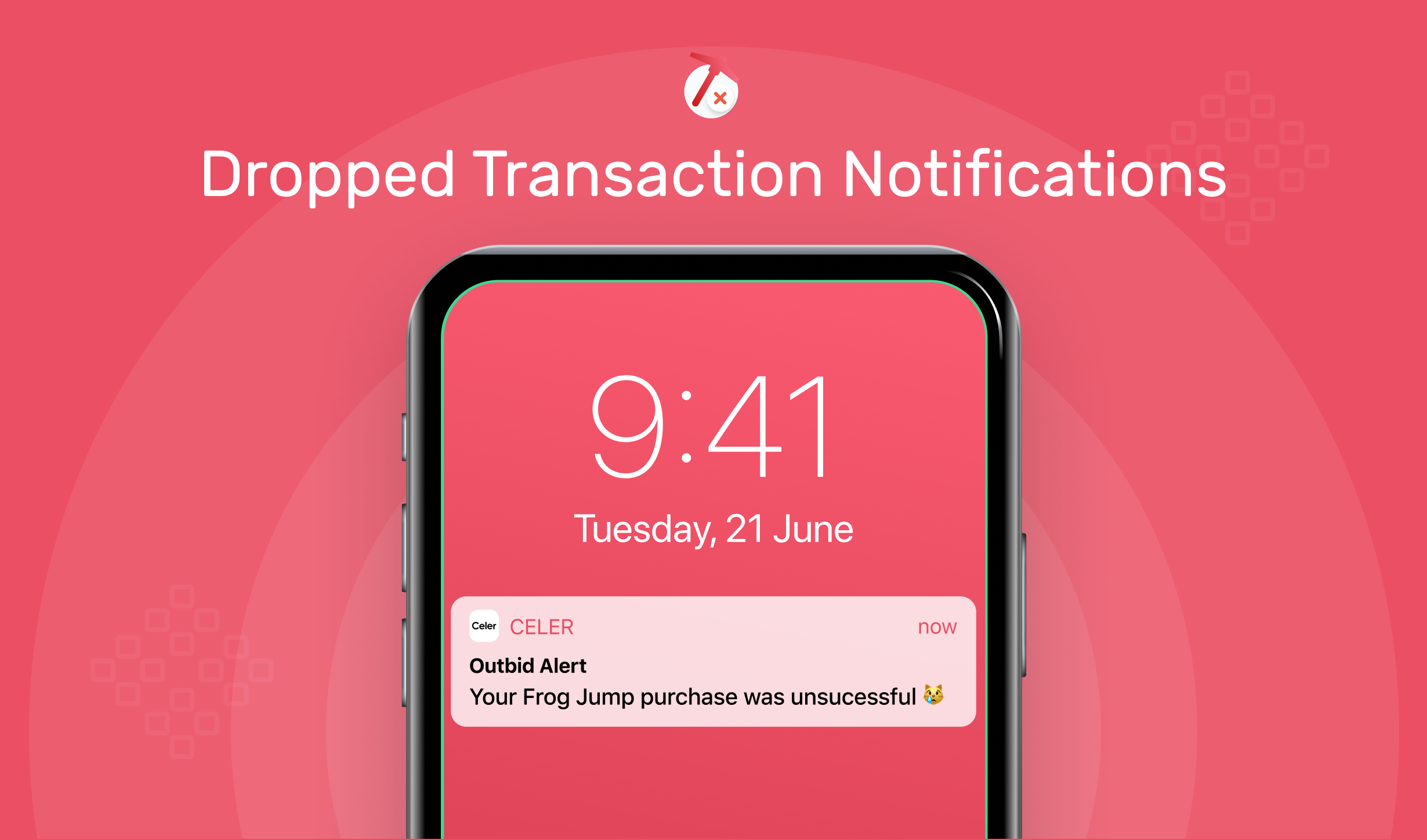 Screenshot of user receiving push notifications for dropped transactions.
