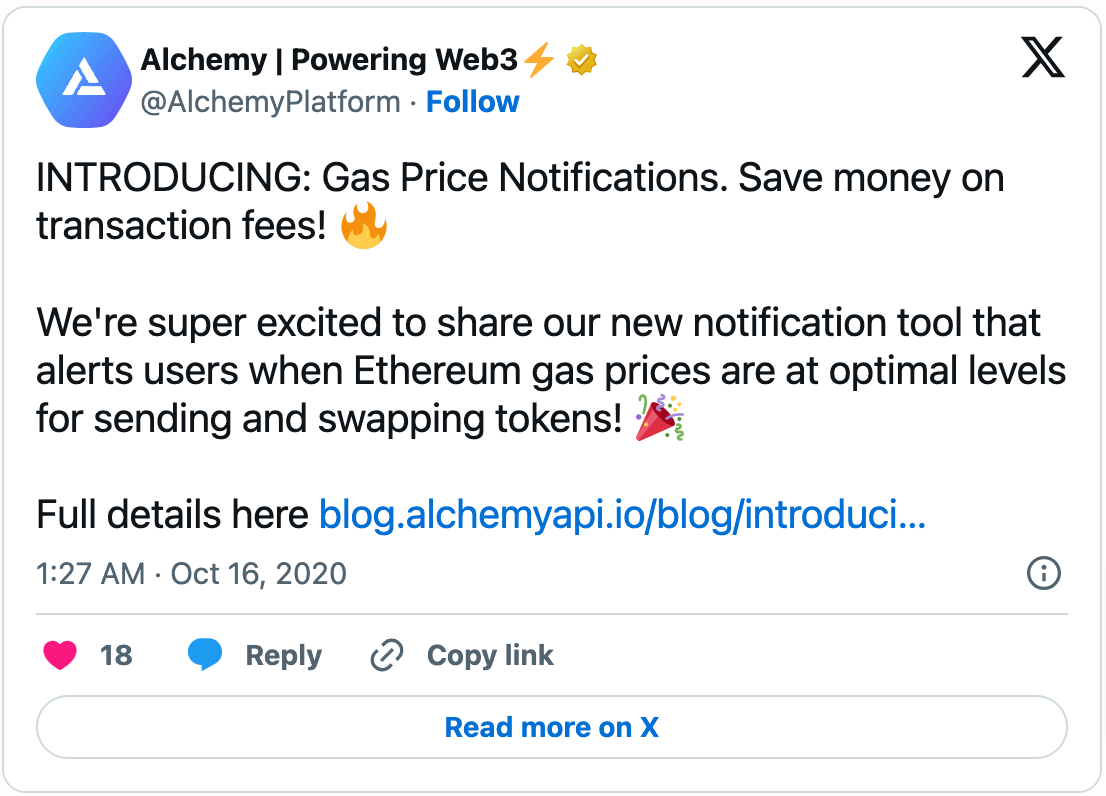 Introducing gas price notifications