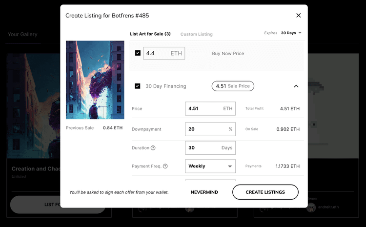 What is NFT seller financing?