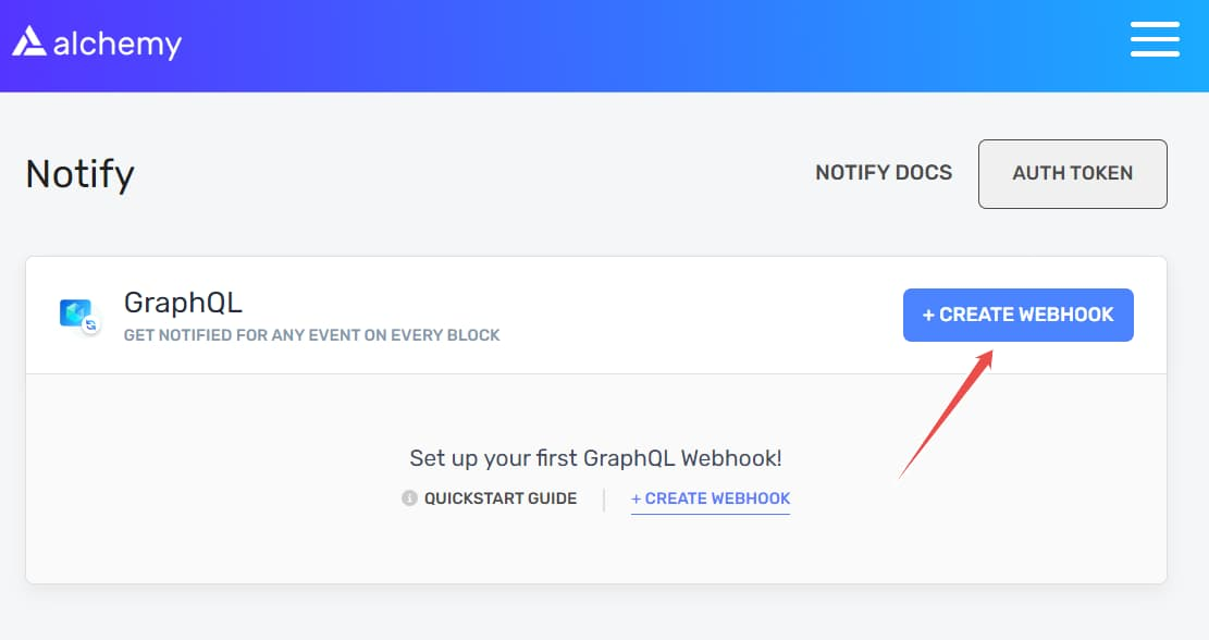 Click on the Create Webhook button