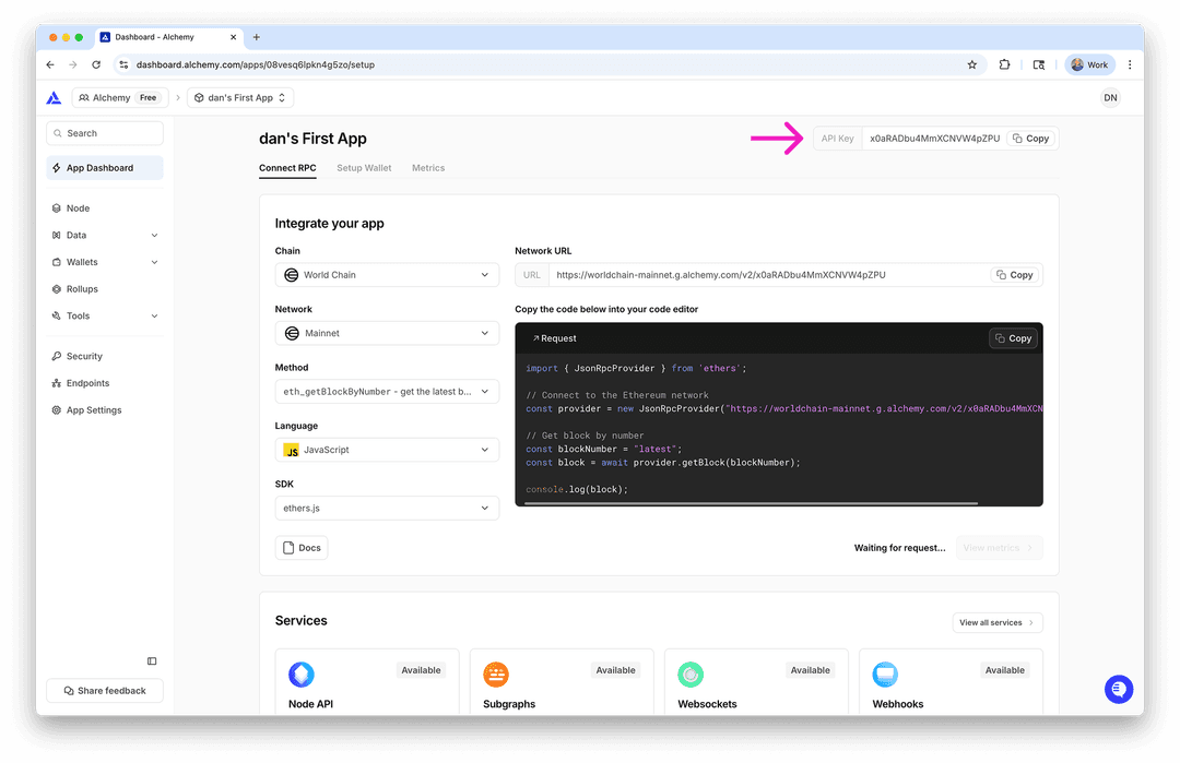 Create an Alchemy API key | Alchemy Docs