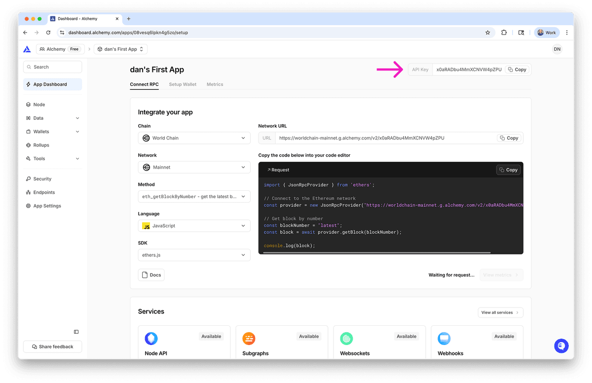 Create an Alchemy API key | Alchemy Docs