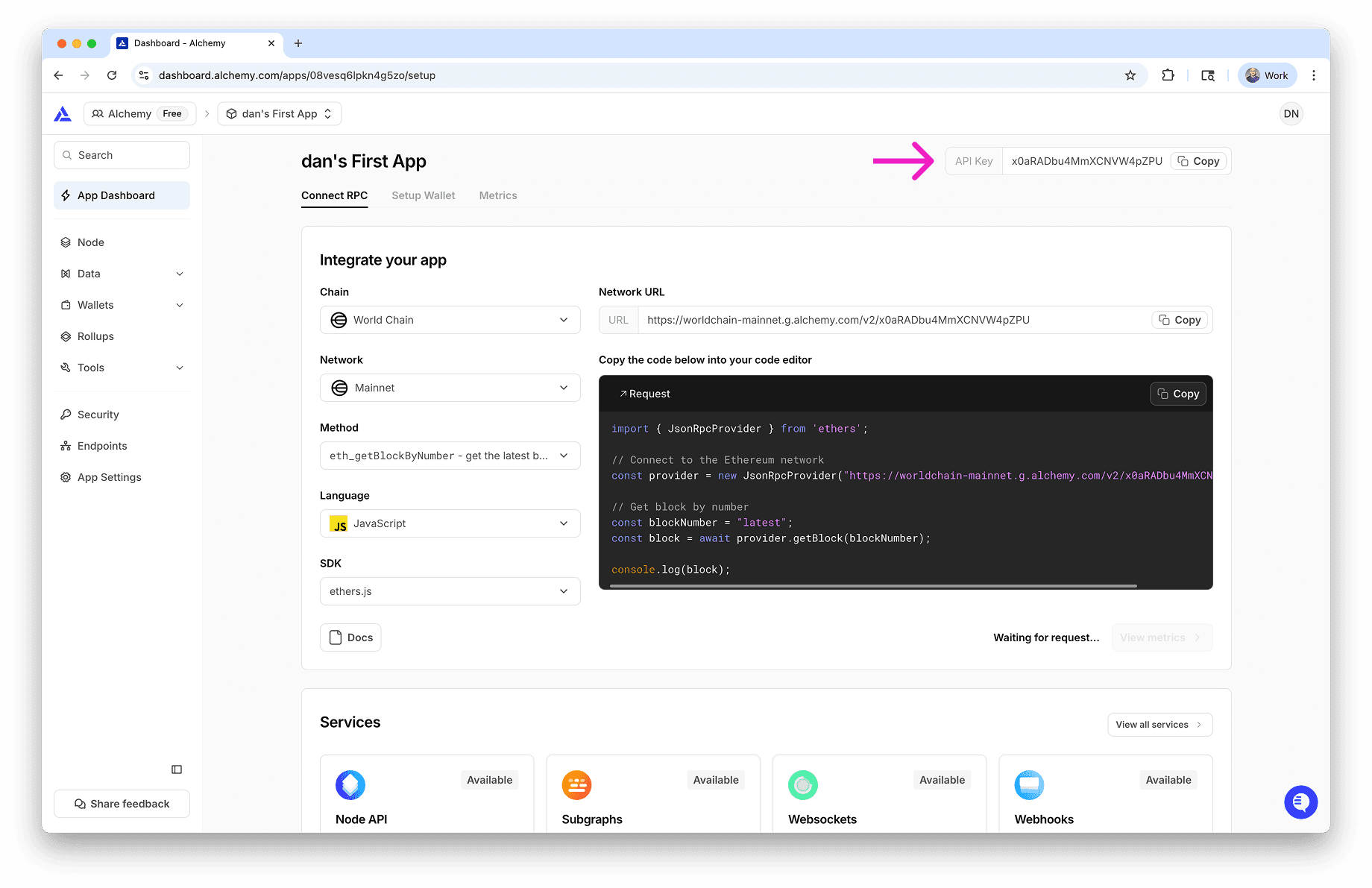 Create an Alchemy API key | Alchemy Docs