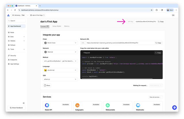 Create an Alchemy API key | Alchemy Docs