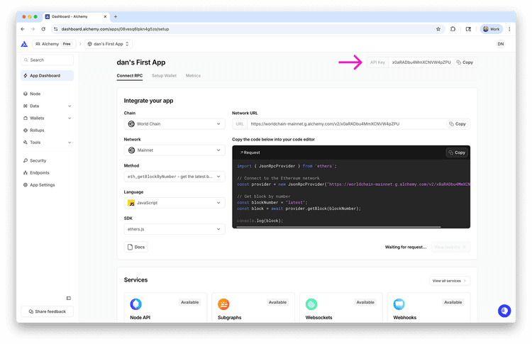 Create an Alchemy API key | Alchemy Docs