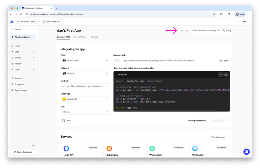 Create an Alchemy API key | Alchemy Docs