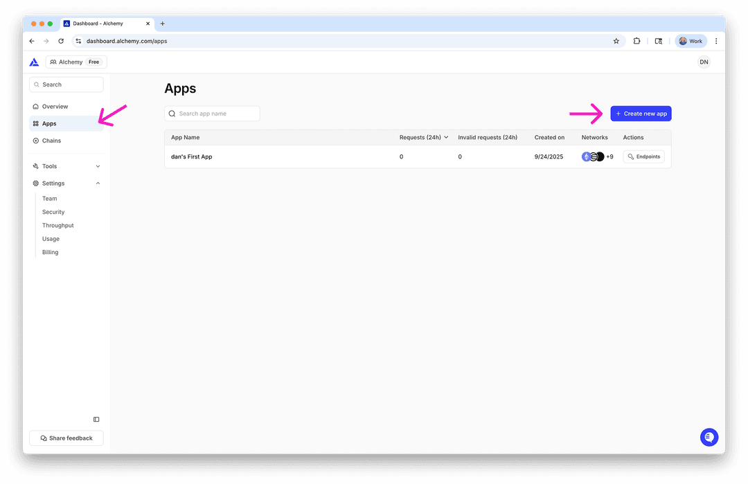 Create an Alchemy API key | Alchemy Docs