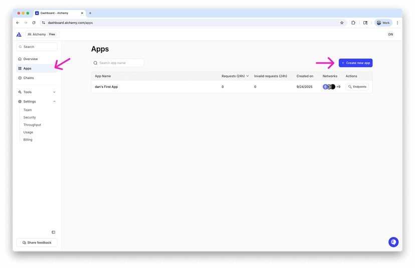 Create an Alchemy API key | Alchemy Docs