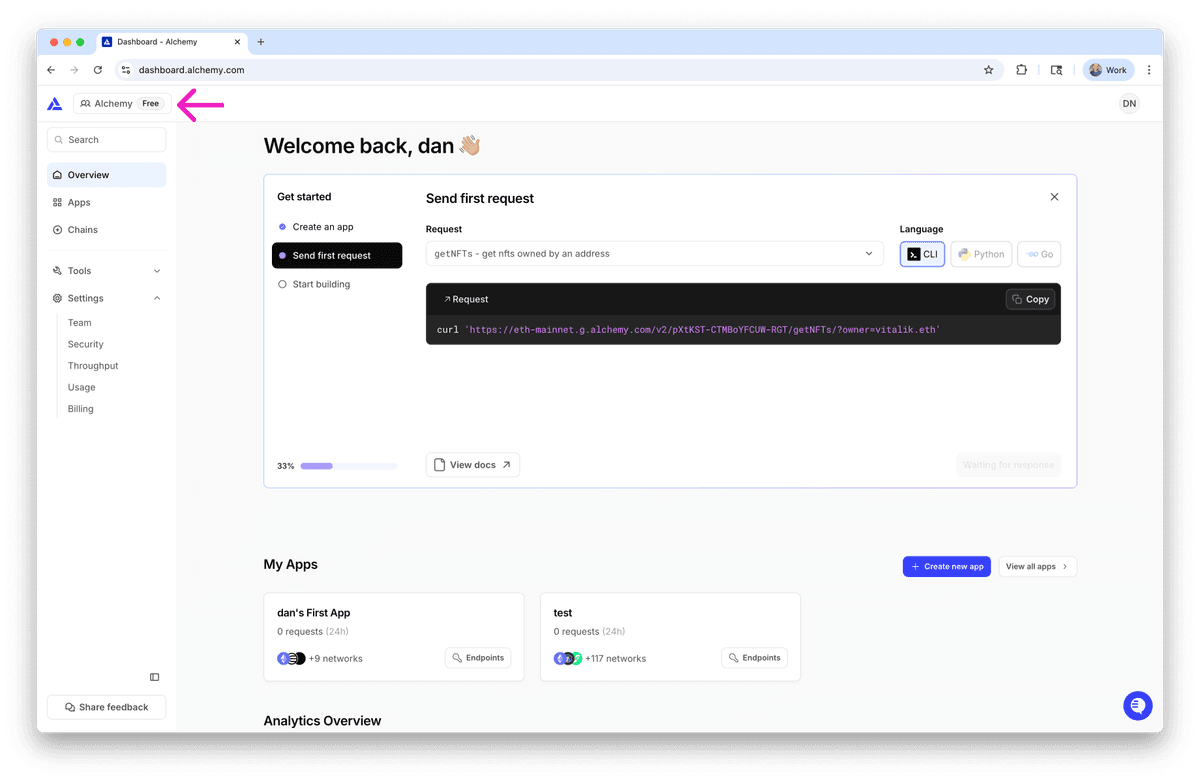 Create an Alchemy API key | Alchemy Docs