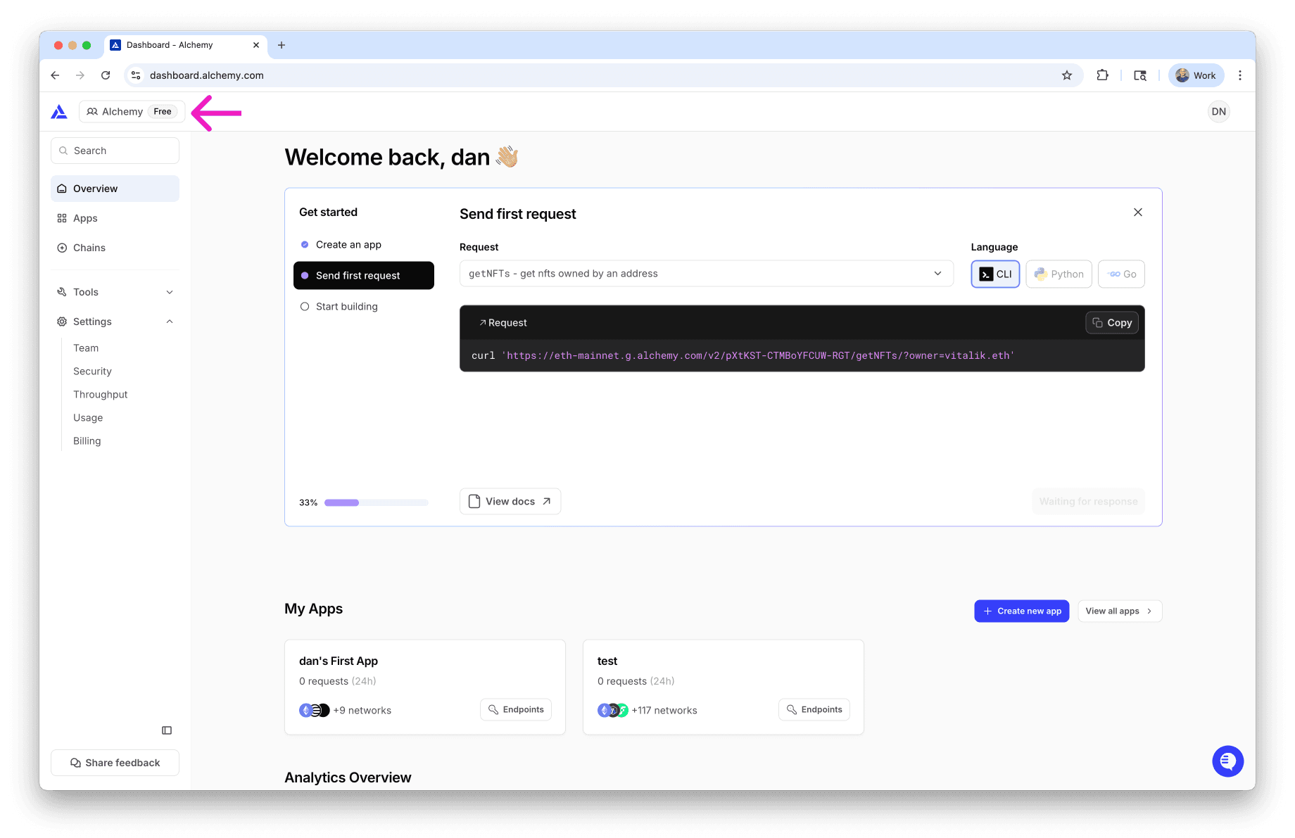 Create an Alchemy API key | Alchemy Docs