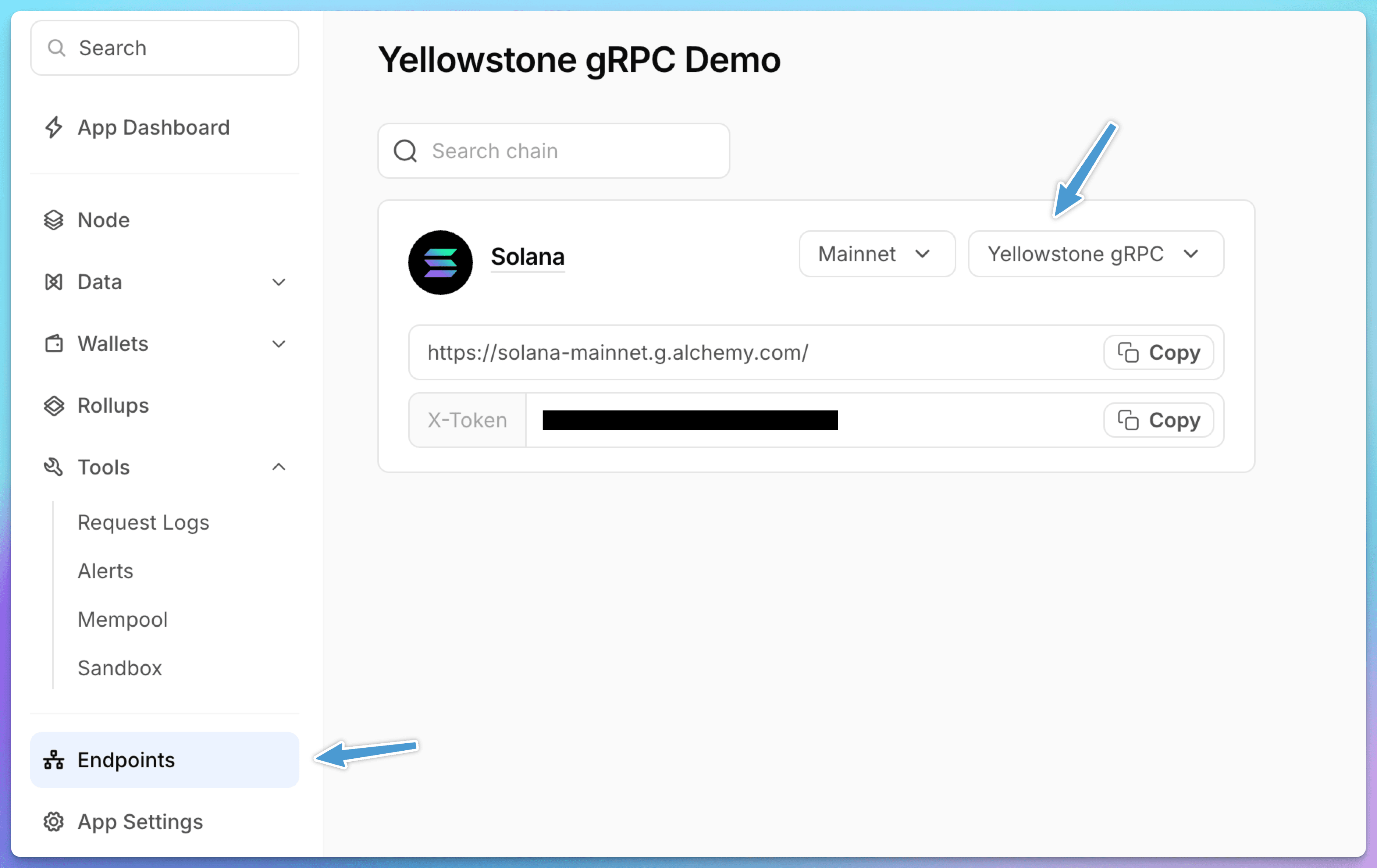 Yellowstone Get API Key