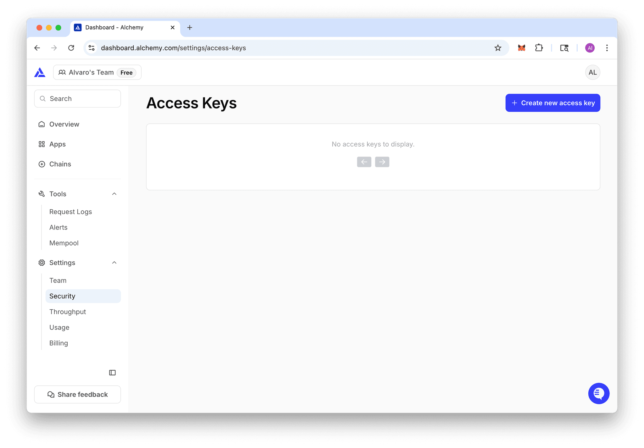 Access Source Code Keys How to Create Access Keys | Alchemy Docs