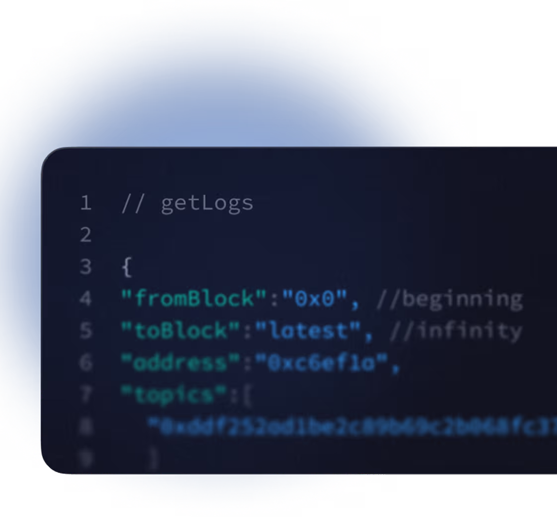 A screenshot of getLogs code