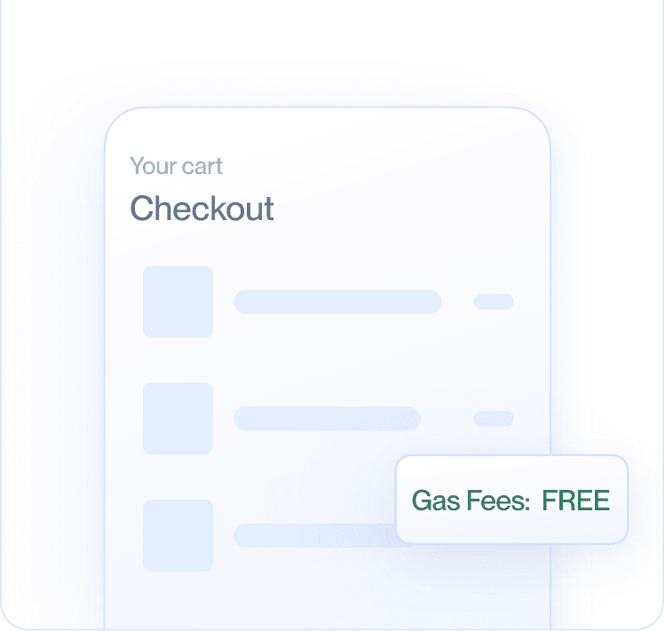 Checkout screen with free gas fees
